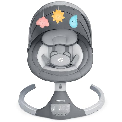 Jool Baby Nova Swing for Newborns - Electric Motorized Infant Swing, Bluetooth Music, 10 Preset Melodies, Remote (Updated Model, Gray)
