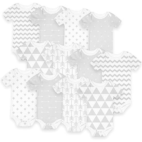 Short Sleeve Cotton Baby Bodysuits One Piece For Boys Girls 12 Pack 0-24 Month