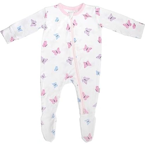 Soft Baby Bamboo Viscose Footie Pajamas, Zipper Closure, 0-24 Months
