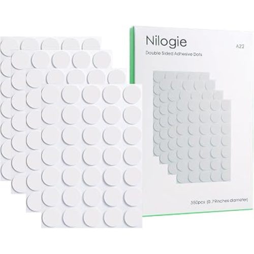 Nilogie 350pcs Clear Double Sided Sticky Dots - (.79 inch Diameter) Removable Adhesive Glue Dots for Crafts, Balloons, and Wall Decor - No-Mess Sticky Tack Putty for Posters, Photos, Party Decorations