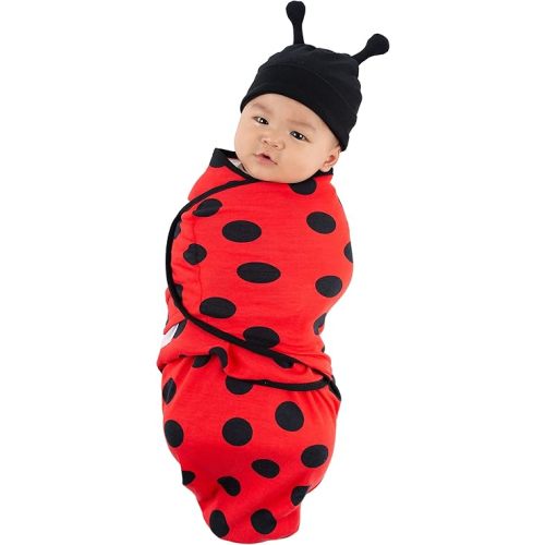 Cuddle Club Baby Swaddle | 100% Cotton Adjustable Hook-and-Loop Fastener Newborn Blanket Wrap - with Novelty Hat Beanie