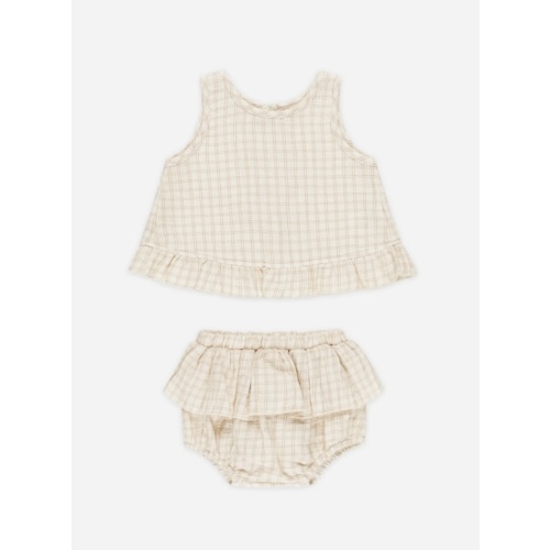 Ruffled Tulip Top + Bloomer Set || Oat Check – Quincy Mae