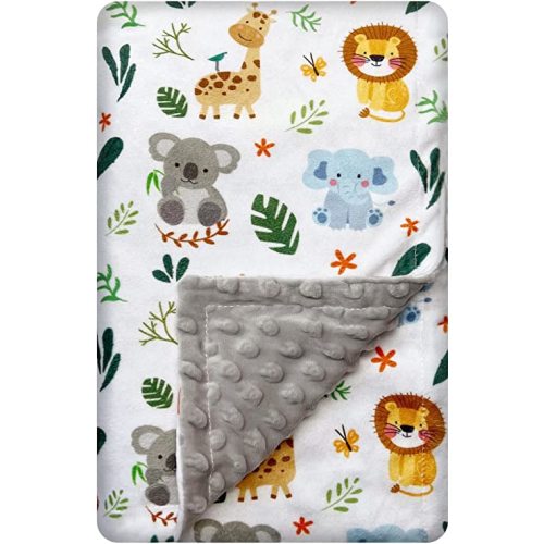 Baby Blanket for Boys Girls Double Layer Soft Plush Minky Blanket with Dotted Backing, Toddler Baby Newborn Blanket Shower Gifts (Cute Animal, 30 X 40 inches)