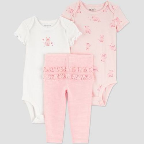 Carter's Just One You® Baby Girls' 3pc Farm Pigs Short Sleeve Bodysuits and Ruffle Leggings Set - Pink