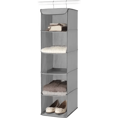Whitmor 5 Section Closet Organizer - Hanging Shelves with Sturdy Metal Frame