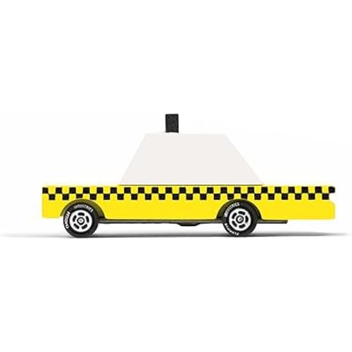 CANDYCAR® Wooden Diecast Collection - Yellow Taxi, Premium Handcrafted Beech Wood Toy Car