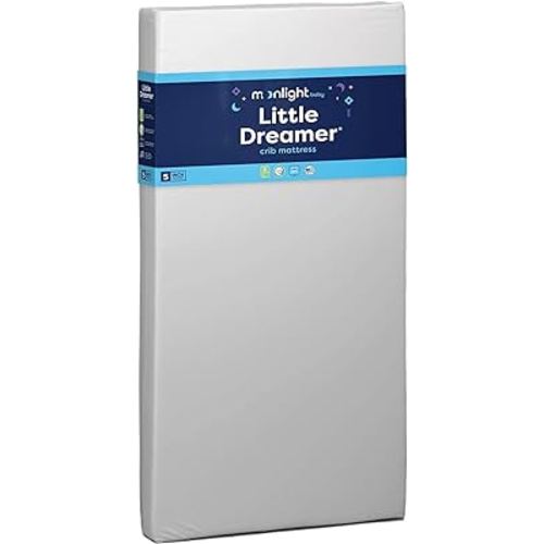 Moonlight Slumber Little Dreamer Crib Mattress - Dual-Sided, 2-Stage Baby and Toddler Mattress with Plush and Firm Layers and Waterproof Mattress Cover - 52"x 28"x 5"