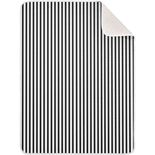 Black White Stripes Cotton Baby Blanket 30" x 40" Warm Soft Breathable Muslin Swaddle Blankets for Toddler Boys Girls Nursery Receiving Wraps