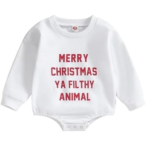 MERSARIPHY Baby Christmas Clothes Baby Boy Girl Sweatshirt Romper Santa Baby Romper Tops Fall Winter Outfits