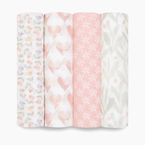 Aden + Anais Essentials Cotton Muslin Swaddles (4 Pack) - Piece Of My Heart