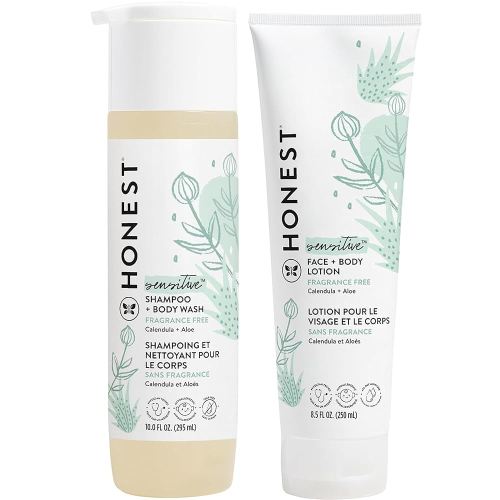 The Honest Company Fragrance Free Bundle for Sensitive Skin | 2-in-1 Cleansing Shampoo + Body Wash and Hydrating Face + Body Lotion | Gentle for Baby + Hypoallergenic | 10 fl oz, 8.5 fl oz
