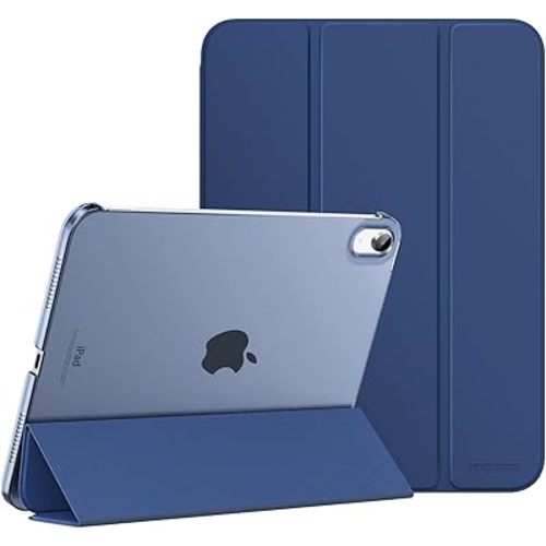 MoKo Case for iPad (A16) 11th Generation 11 Inch 2025, iPad 10th Generation 10.9 inch 2022, Slim Stand Protective Cover with Hard PC Translucent Back Shell Cover, Support Touch ID, Navy Blue