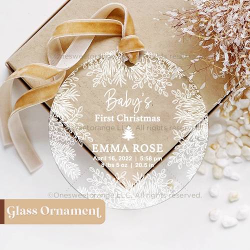 Glass Baby’s First Christmas Ornament New Baby Gift Baby Ornament Gift Personalized Ornament for Newborn Baby Christmas Ornament No.316