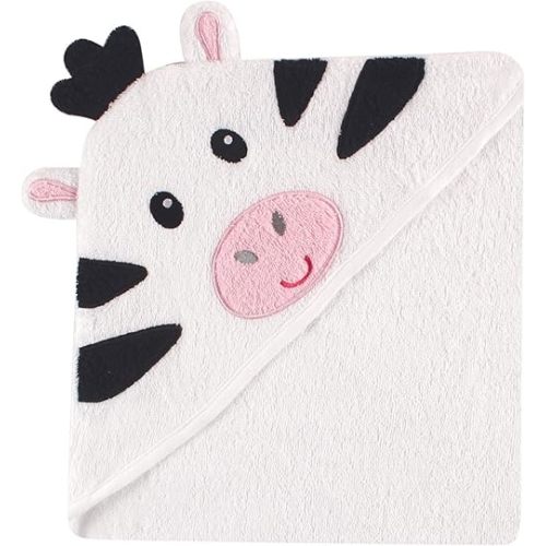Luvable Friends Unisex Baby Cotton Animal Face Hooded Towel, Zebra, One Size
