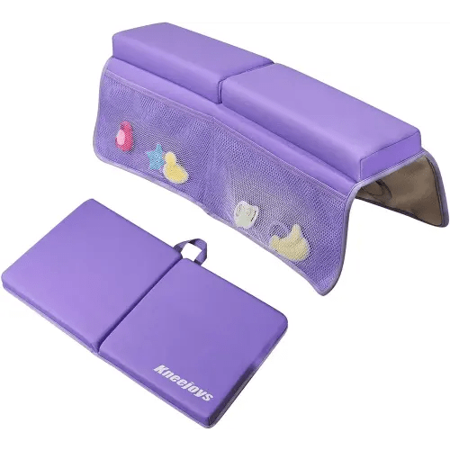 Bath Kneeler and Elbow Rest Pad for Baby - Memory Foam Kneeling Mat for Tub and Bath Toy Organizer