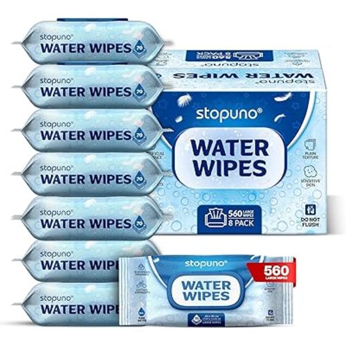 XL-Water Wipes (560 Wipes) - Unscented For Adults & Babies -99% Purified Water, Hypoallergenic & Safe for Sensitive Skin - Wet Wipes- Unscented Large Size 8 Flip-Top Packs