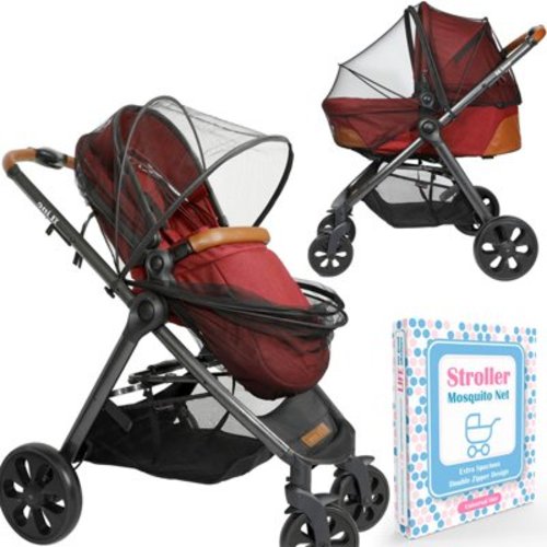 Baby Mosquito Net for Stroller - Spacious Design with Double Zipper - Elastic for Snug Fit Netting, fits Bassinet, Carrier, Jogger & Car Seat - Easy Installation Infant Bug Barrier