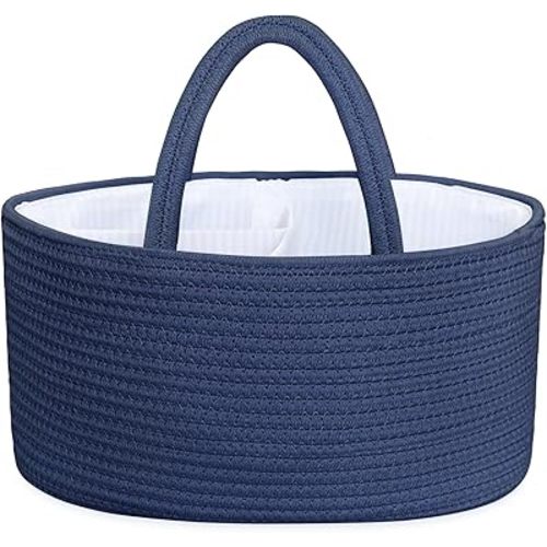 ABenkle Diaper Caddy Organizer, Boho Rustic Cotton Rope Nursery Baby Basket, Changing Table Organizer for Baby Diaper Storage and Baby Shower