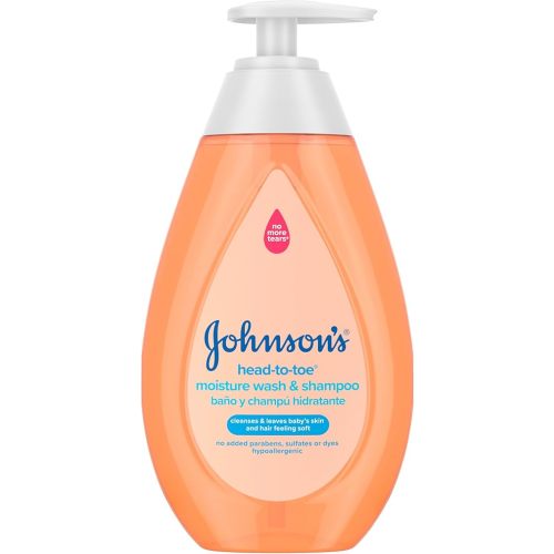 Johnson's Baby Head-To-Toe Gentle Baby Moisture Tear Free 2 in 1 Baby Wash & Shampoo, Baby Essentials, Hypoallergenic and pH Balanced, Stress Free Bathing, 13.6 Fl Oz