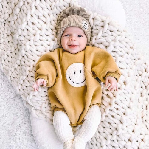 Baby smile print hooked Bodysuit