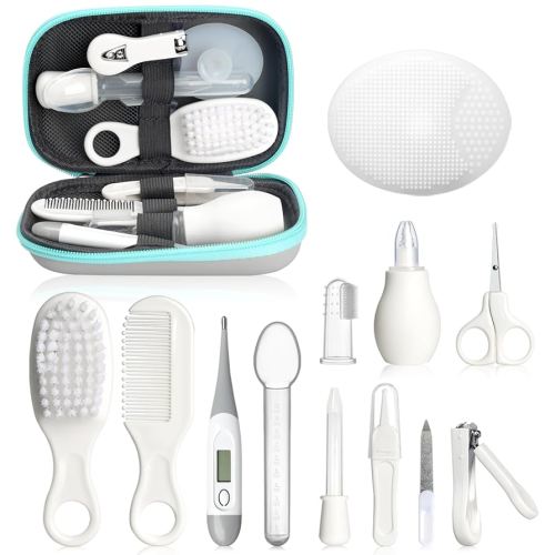 Baby Healthcare and Grooming Kit, Portable Baby Safety Care Set, Baby Essentials kit for Newborn(Grey White 13 in 1)