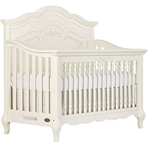 Evolur Aurora 5-in-1 Convertible Crib in Ivory Lace, Greenguard Gold Certified, Features 3 Mattress Height Settings, Sturdy and Spacious Baby Crib, Wooden Furniture