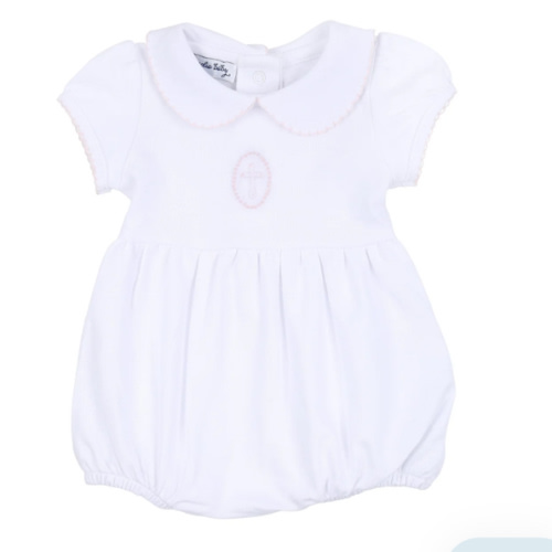 Blessed Embroidered Collared Bubble - Pink (3 months)
