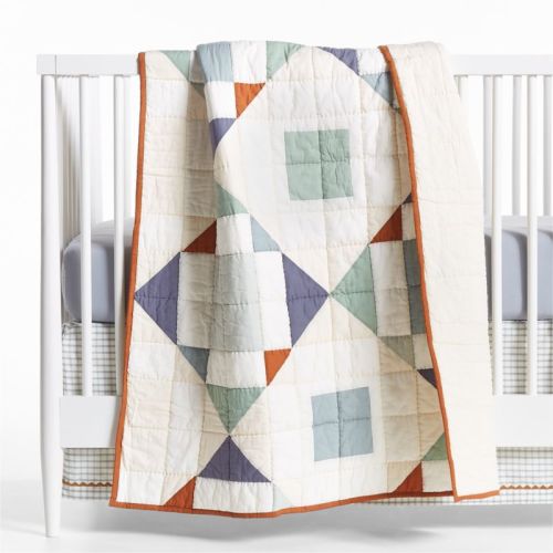 Heritage Blue Organic Cotton Baby Crib Quilt