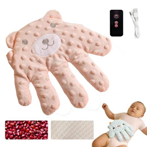 Baby Soothing Palm, Baby Patter for Sleep, Baby Startle Prevention Hand Glove, Electric Baby Hand Sleep Soothers Pillow, Red Bean Filling, Cute for Newborns, Baby Girl, Baby Boy (B)
