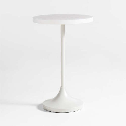 Emme 15" White Wood Round Pedestal Nursery Side Table