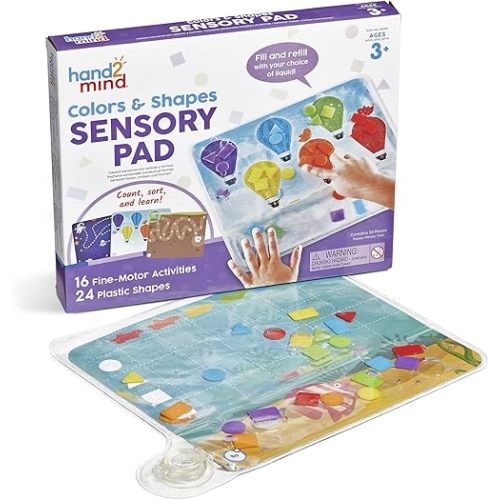hand2mind Colors & Shapes Sensory Pad, Occupational Therapy Toys, Fine Motor Toys, Toddler Sensory Toys, Sensory Water Mat, Sensory Play Therapy Toys, Calming Toys for Kids, Calm Down Corner Supplies