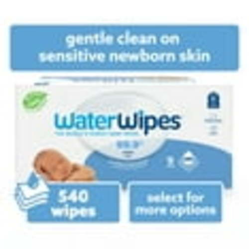 WaterWipes Non-Fragrance Baby Wipes, 99.9% Water Based, 9 Packs (540 Wipes), Unscented