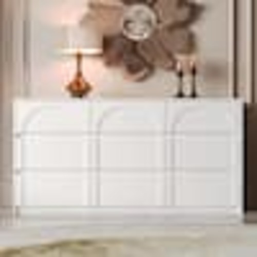 FUFU&GAGA 9-Drawer White Wood Dresser Chest of Drawer Modern Style 31.5 in. H x 63 in. W x 13.7 in. D KF210276-01