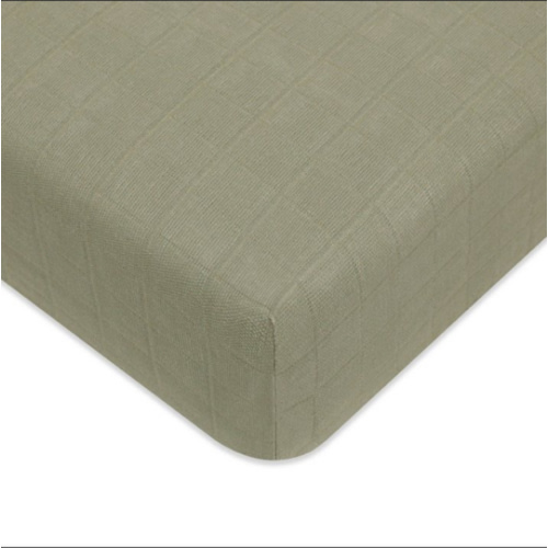 Babyletto Crib Sheet in GOTS Certified Organic Muslin Cotton Matcha Color