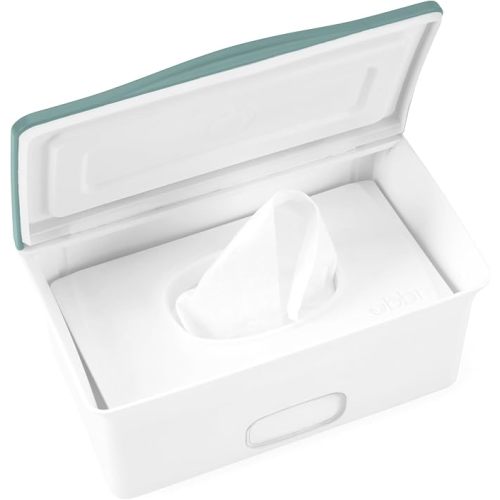 Ubbi Baby Wipes Dispenser | Baby Wipes Case | Baby Wipes Holder with Weighted Plate, Keeps Wipes Fresh and Non-Slip Rubber Feet, White