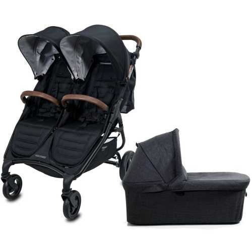 Valco Trend Duo Side by Side Double Stroller + Bassinet Bundle 2025 Black / Black