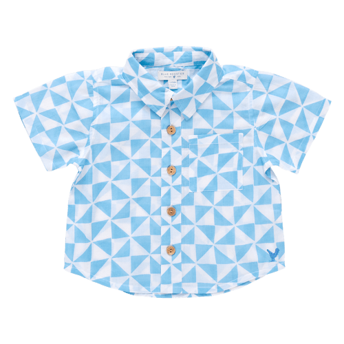 Baby Boys Jack Shirt - Blue Triangle Check