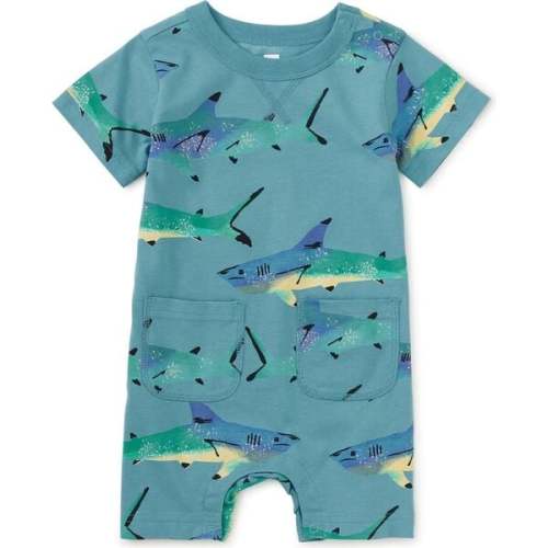 Double Pocket Baby Romper, Painted Shark - Tea Collection | Maisonette