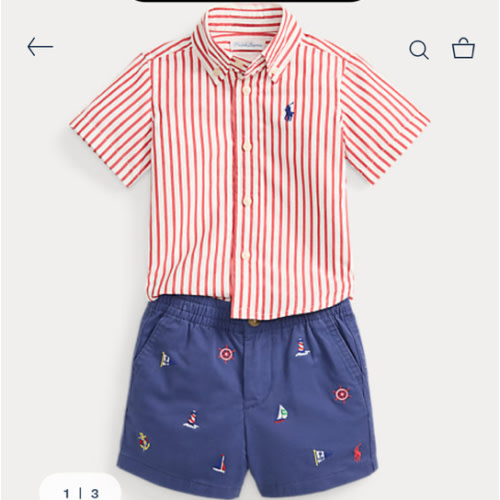 Striped Poplin Shirt & Embroidered Short