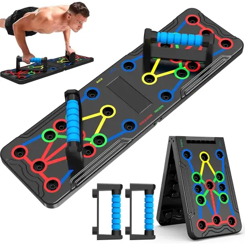 Solid Push Up Board 15 in 1 Home Workout Equipment Multi-Functional Pushup Stands System Fitness Floor Chest Muscle Exercise Professional Equipment Burn Fat Strength Training Arm Men & Women Weights
