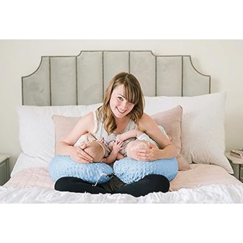 Twin Z Nursing Pillow | Bottle or Breastfeeding | Plus Size Friendly - Blue