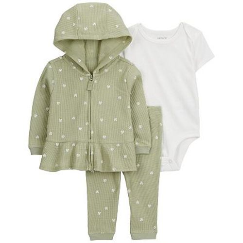 Baby Girl Carter's 3-Piece Green Thermal Little Cardigan Set