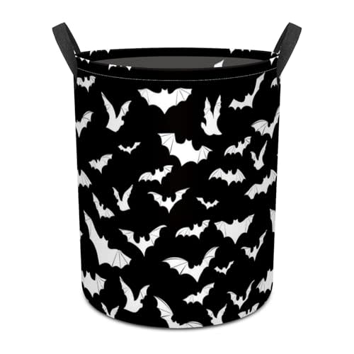 mchuang Black and White Goth Bats Laundry Hamper,kids laundry Basket,Waterproof Storage Bin for Bedroom,Clothes Organizer Basket,Toys Box,Room Decor