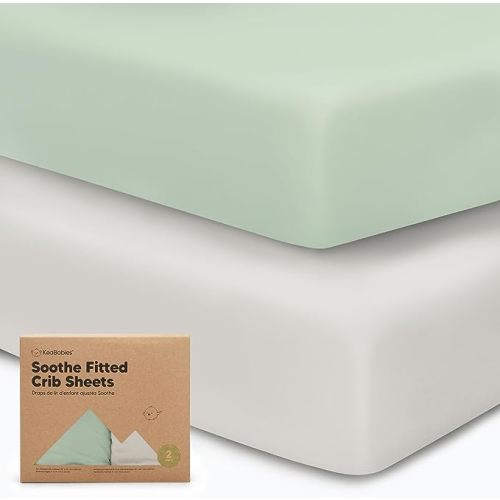 KeaBabies 2-Pack Organic Crib Sheets for Boys, Girls, Jersey Fitted Crib Sheet, Baby Crib Sheets Neutral, Cotton Breathable Crib Sheet, Cute Printed Crib Mattress Sheet, Baby Mattress Sheets (Sage)