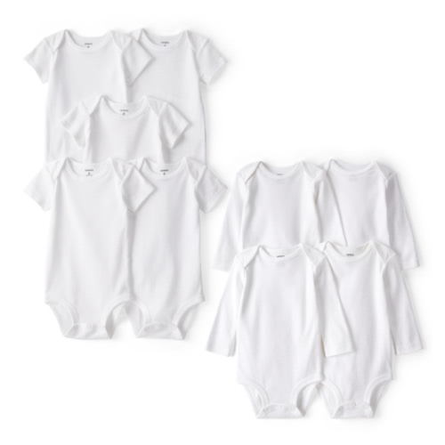 Long and short sleeve NB onesies - white