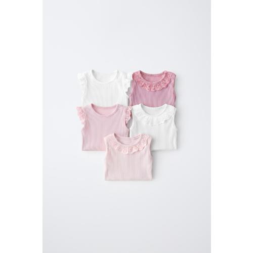 FIVE-PACK SWISS EMBROIDERED SLEEVELESS BODYSUITS - Pink | ZARA United States