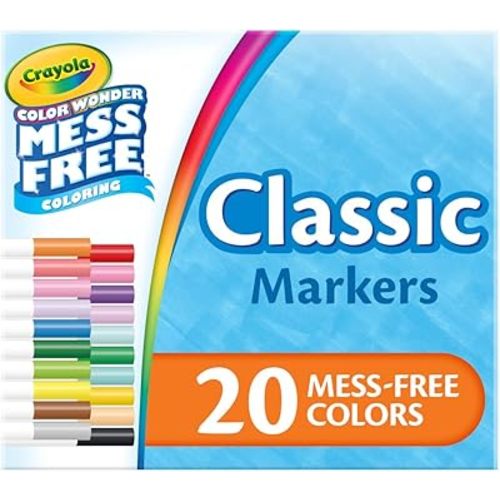 Crayola Color Wonder Marker Refill Set (20ct), Mess Free Broad Line Markers for Toddlers, Mess Free Coloring for Kids, Toddler Gifts