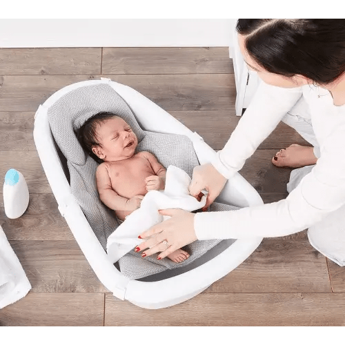 Regalo Baby Basics 3-in-1 Grow with Me Bath Tub, Award Winning Brand, Adjustable As Your Baby Grows, Includes Foam Padded Air Mesh Sling, Drying Hook,