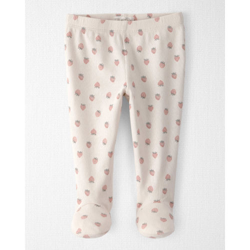 Baby Girl Organic Cotton Rib Footed Pants in Strawberry Print - Little Planet | Carter's