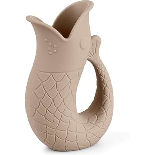 Baby Bath Rinse Cup, Silicone Shampoo Washing Rinse Cup for Kids, Bath Rinse Cup with Handle (Natural)